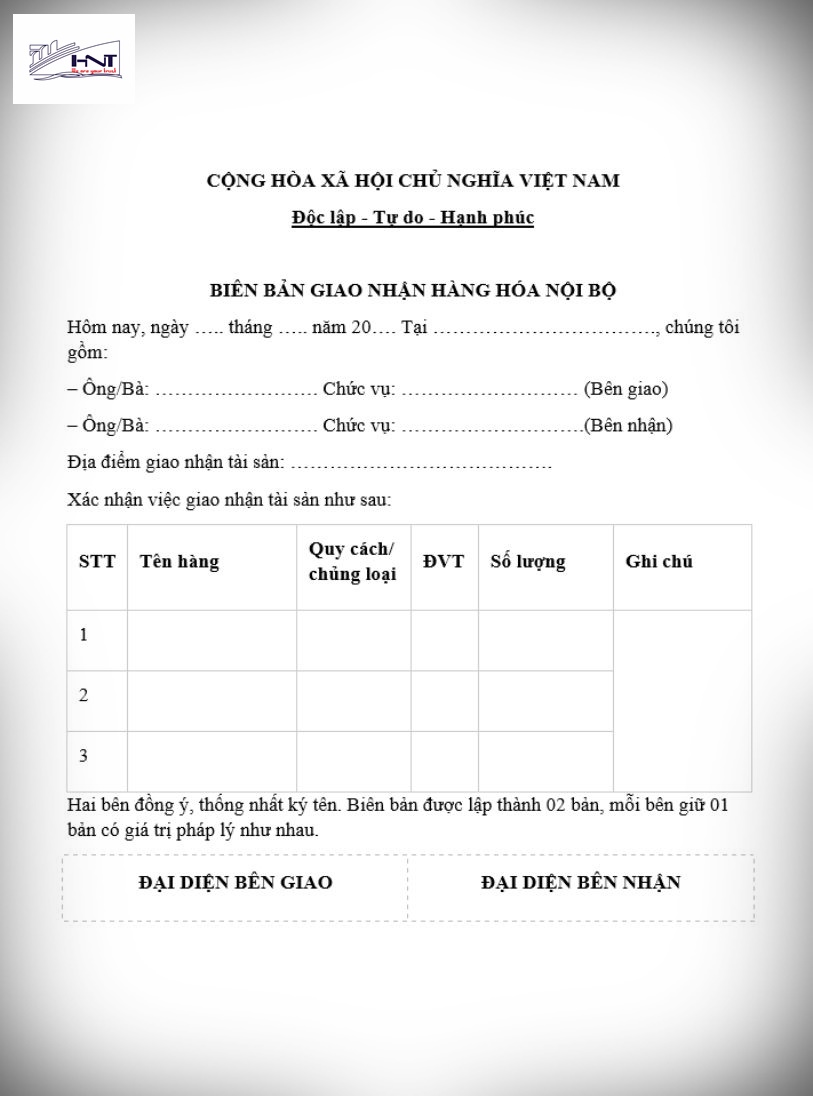 biên bản giao nhận