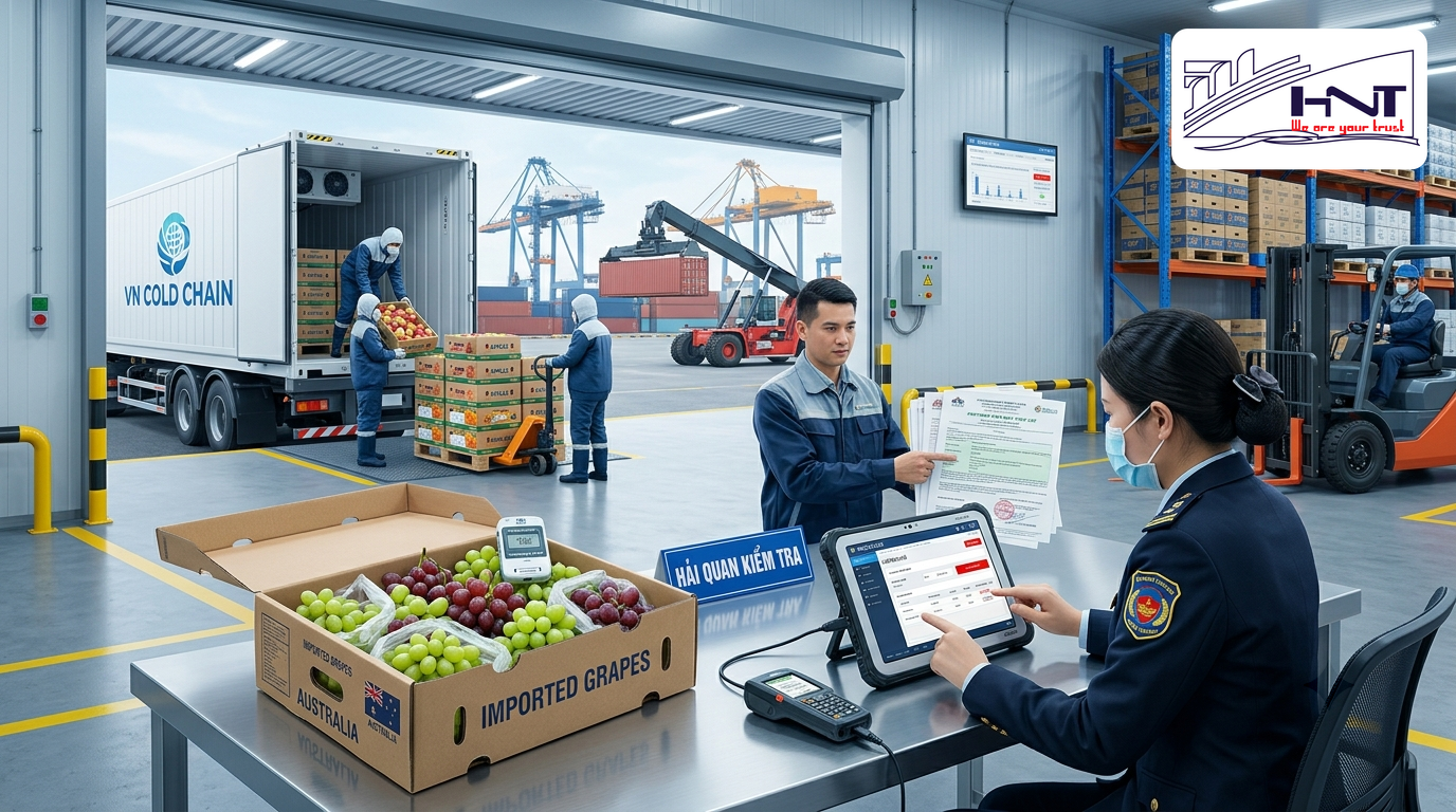 Submit the electronic customs declaration for imported fruit in the correct customs clearance sequence