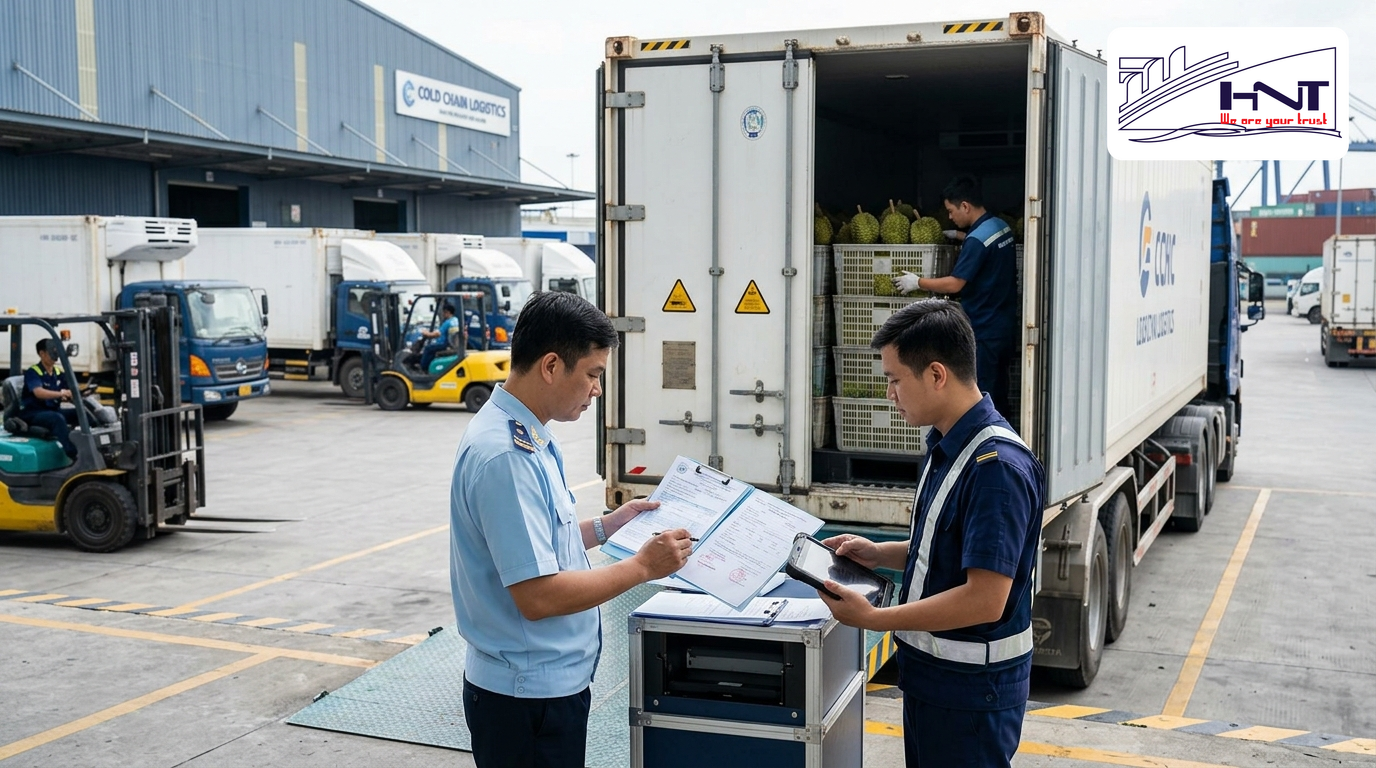 Customs declaration process for transit shipments of durian transported to China
