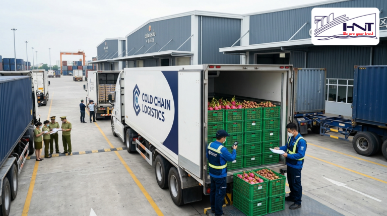 Process of transporting agricultural products by refrigerated truck for export to China via border gates