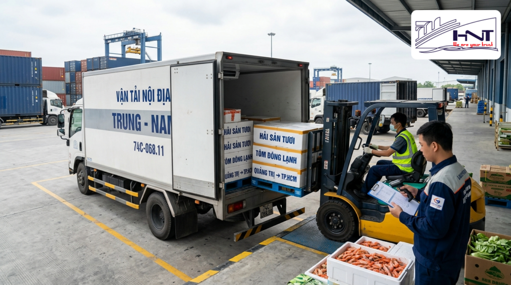 Tuyến vận tải nội địa đường bộ từ Miền Trung (Quảng Trị, Quảng Ngãi) vào Phía Nam