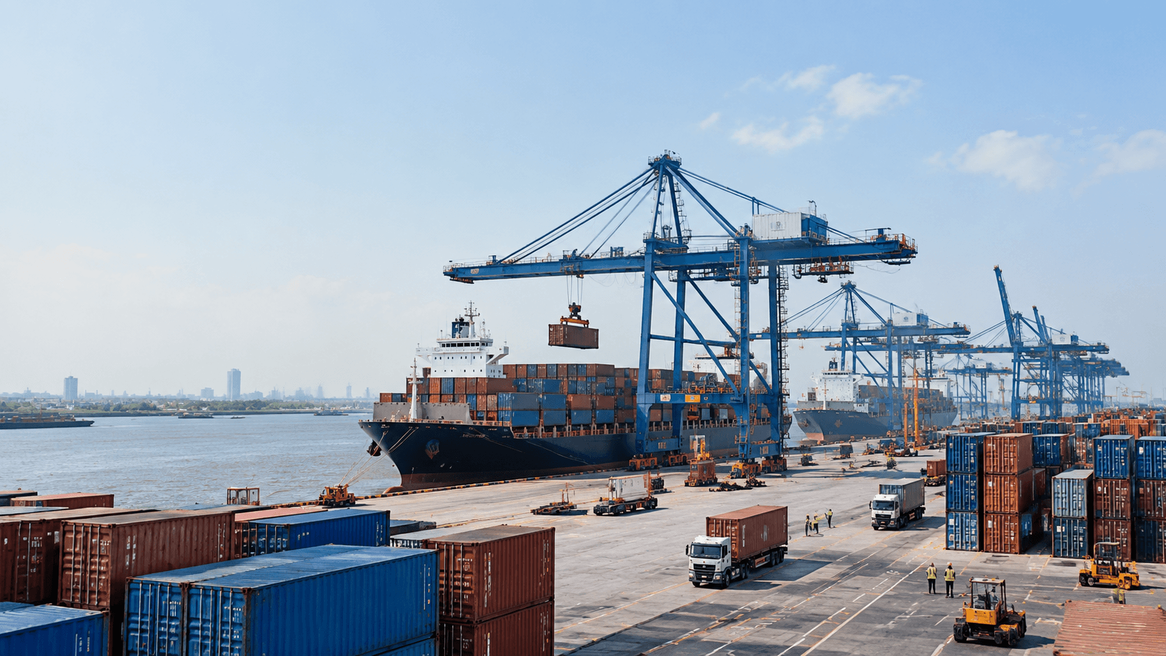 Hình Ảnh Cảng Cát Lái TPHCM Với Hệ Thống Container Và Cần Cẩu Hiện Đại Trong Chuỗi Logistics Miền Nam - HNT Logistics