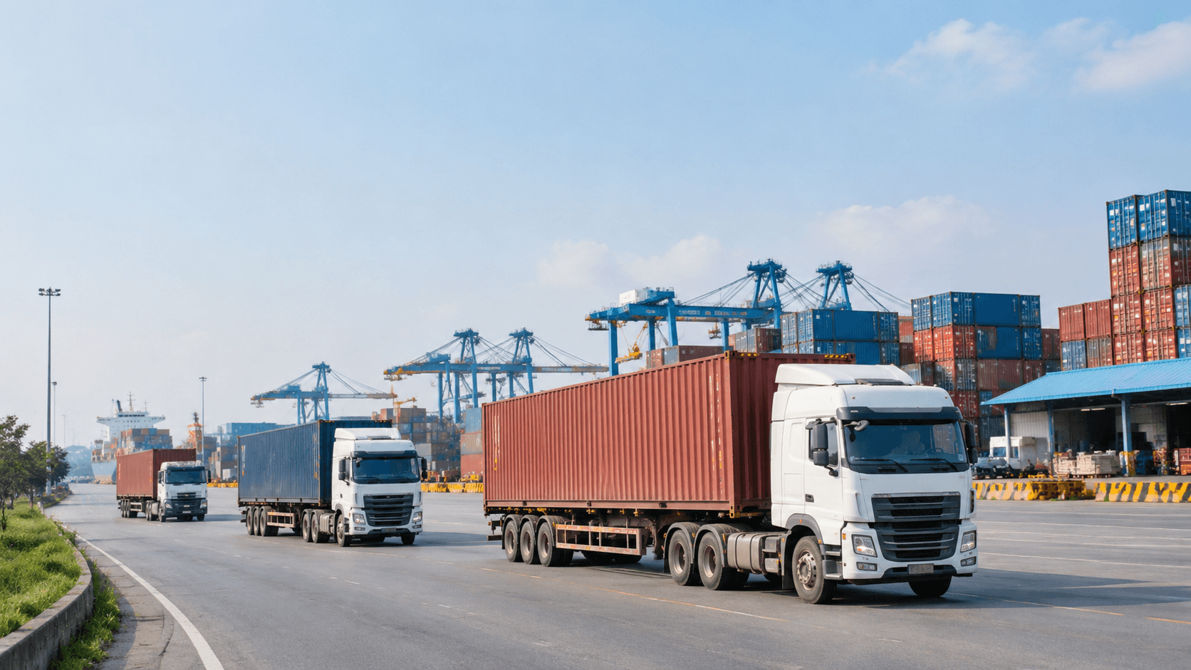 Đoàn Xe Container Vận Chuyển Hàng Hóa Giúp Công Ty Logistics Hải Phòng Tối Ưu Chi Phí Vận Tải - HNT Logistics