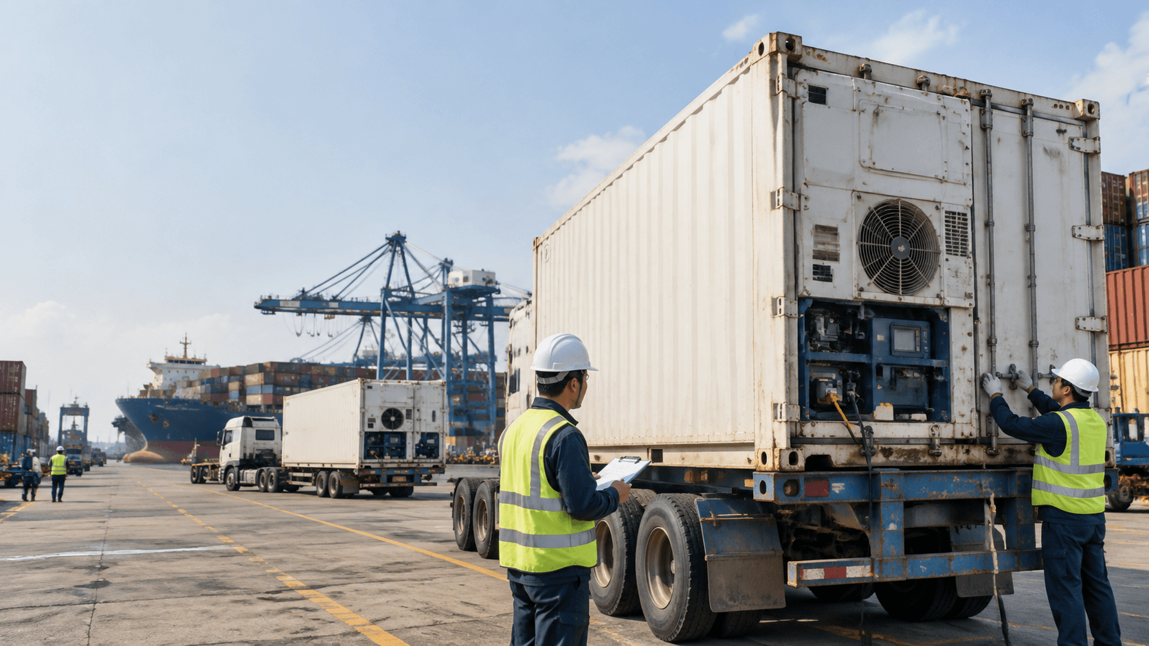 Container Lạnh Tại Cảng Phục Vụ Vận Chuyển Thanh Long Đi Shanghai, Minh Họa Các Yếu Tố Ảnh Hưởng Đến Cước Vận Chuyển. - HNT Logistics