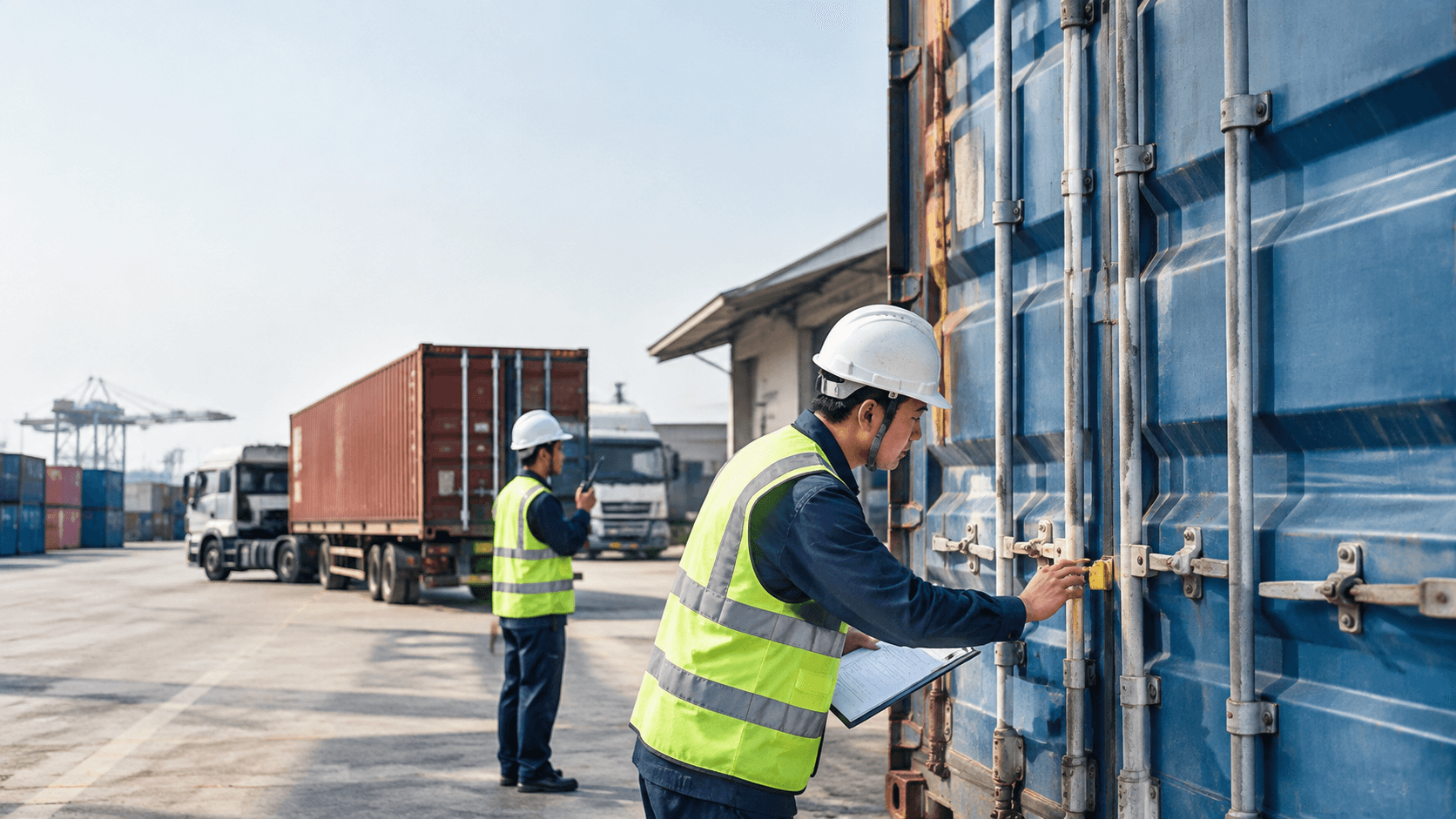 Quy Trình Giao Nhận Của Công Ty Vận Tải Tại TPHCM Với Nhân Viên Kiểm Tra Seal Container Đảm Bảo An Toàn Hàng Hóa - HNT Logistics